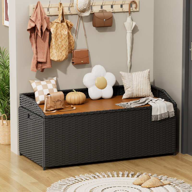 Resin Solid Wood And Artificial Wood Indoor Storage Benches